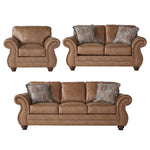 ZUN Leinster Faux Leather 3-Piece Sofa Set with Antique Bronze Nailheads T2574P196933