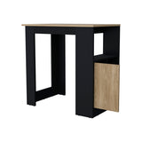 FM FURNITURE Arial Kitchen island in melamine with a door and open storage, black/natural oak B128P217896
