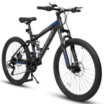 ZUN A2460 Bike 24 Inch Wheels, 21-Speed Full Suspension Mens Womens Trail Commuter City W2563P183773