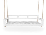 Patio Wooden Twin Size Porch Swing Daybed Frame, Garden Swing Bench Chair with 4 Hanging N717P265795K