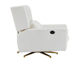 Power Recliner Chair Swivel,Boucle Upholstered 360&deg Swivel Recliner with gold 5 star base-Beige N771P298185M