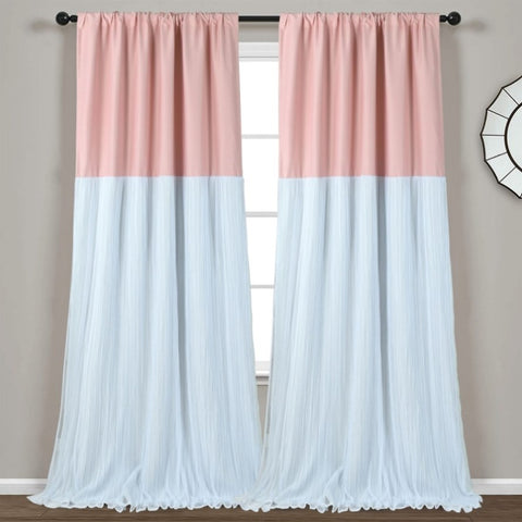 ZUN 2 Panels Blackout Tulle Skirt Window Curtains for Bedroom 52''X84'' 29217762
