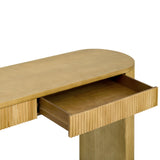 U_STYLE Sophisticated Console Table with Pine Veneer and Vertical Striped,Suitable for Entryway, N711P289125O