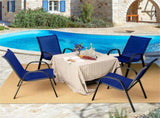 Navy 2 Pack Stackable Patio Dining Chairs, Ergonomic Steel Frame Breathable Fabric Outdoor Chairs 74390059