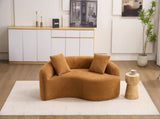 LY-042 S-Curved Chenille Sectional Sofa Dual-Depth , Orange, No Assembly, Compact W2231P329720