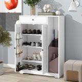Freestanding Shoe Rack Organizer with 2 Shutter Door, Entryway Narrow Shoe with Adjustable W40981155
