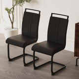 ZUN Modern Dining Chairs,PU Faux Leather High Back Upholstered Side Chair with C-shaped Tube. Black 87043919