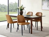 Brown Leather Identities Chair with Metal Legs, Armless Chair Set of 4 for Kitchen, Restaurant, T3967P497835