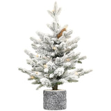 2FT Flocked Christmas Tree with Pot Base 189 Tips 30 Warm White LED Lights PEPVC Artificial Plant 71968326
