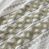3 PCS King/Cal King Cotton Printed Comforter Set with Chenille Sage/Ivory B035P319204