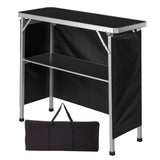Portable Folding Bar Table with Shelf, Tradeshow Podium Table with Black Skirt and Carrying Bag, for 50301347