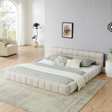 King size Upholstered Bed Frame Thick Fabric, Chenille Fabric Grounded Queen Size Platform Bed W487P246689