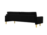 65-inch minimalist velvet sofa with metallic-coloured legs, complete with cushions, suitable for the W2795P321679