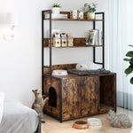 ZUN Large Cat Litter Box Enclosure Shelf Storage, Hidden Cat Washroom Furniture, Wooden Cat House 47780862