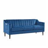 ZUN Modern Chesterfield Sofa, Comfortable Upholstered Sofa, Velvet Fabric, Wooden Frame with Wooden 34844295