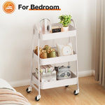 ZUN 3 Tier Small Rolling Cart, Metal Utility Storage Organizer Kitchen Trolley Bathroom Laundry Room Bar 03465103