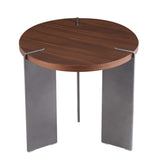 Round Coffee Table Walnut Wood Surface and Black Metel Feet W820P270431