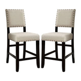 Set of 2 Counter Height Chairs in Antique Black and Beige B016P156353