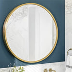 ZUN Tempered mirror 32" Wall Circle Mirror for Bathroom, Gold Mirror for Wall, 20 inch Hanging W1806P149710