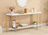 Console Table 2 Tier Entryway Table with Storage Shelves Faux Marble 82101132