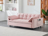 Modern velvet sofa, sofa pull-out bed, small love seat casual sofa with back, with pillow, pockets, W1658P166813