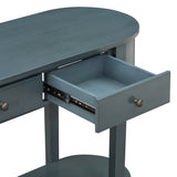 Elegant Retro Console Table with Curved Design and Smooth Glaze for Entryways, Living Rooms and 98080815