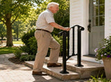 Matte black 1-step ABS plastic handrail for courtyard stairs 04823739