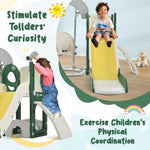 ZUN Toddler Slide and Swing Set 5 in 1, Kids Playground Climber Slide Playset with Telescope, 23854412