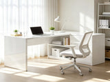55" L-Shaped Computer Desk with LED Lights, Executive Office Desk with 3 Drawers, Gaming Desk for 88004736