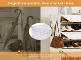 4-Tier Shoe Rack with Side Hooks, 32-Pair Capacity Sturdy Metal Frame Storage Organizer, White&Black 25813363