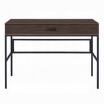 ZUN Oak and Black 1-Drawer Writing Desk with USB Port B062P209217