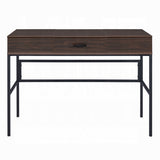 ZUN Oak and Black 1-Drawer Writing Desk with USB Port B062P209217