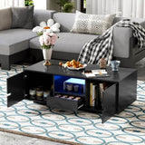 Modern High Glossy Rectangle Coffee Table, Stylish Center Table Storage Space, Accent Furniture 12830033