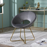 ZUN Slatina Gray Silky Velvet Upholstered Accent Chair with Gold Tone Finished Base T2574P164521