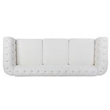 ZUN 84.65" Rolled Arm Chesterfield 3 Seater Sofa W68058494