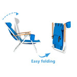 ZUN Portable High Strength Beach Chair with Adjustable Headrest Blue 99460325