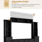 Minimalist Entertainment Wall Unit Set Bridge for TVs Up to 75'', Ample Storage Space TV Stand 57786157