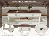 Farmhouse Coffee Table with One Drawer, Easy Assembly, Retro Movable Rectangular Cocktail Table with 77948560