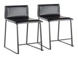 26" Contemporary Counter Stool in Black Metal and Black Faux Leather - Set of 2 B202P222056