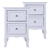 2pcs Country Style Two-Tier Night Tables Large Size White 65778449