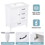 ZUN 30" Bathroom Vanity with Sink, Bathroom Cabinet with A Door, Three Drawers, Solid Wood Legs & MDF N725P195409K