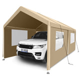 Carport, 1020 Heavy Duty Portable Carport Garage Tent for Outdoor Storage Shelter khaki W1350P176015