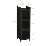 Modern Three-tier Glass Door Cabinet with Featuring Four-tier Storage, for Entryway Living Room W757P241564