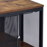 Antique Oak and Black Coffee Table with 4 Sliding Doors B062P181364