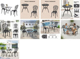 3 PCS Outdoor Bistro Set, All-Weather Cast Aluminum Butterfly Bistro Table and Chairs Set of 2, 37225764