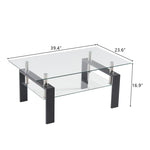 ZUN Arc Shaped Two Tiers Tempered Glass Coffee Table 58251189