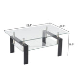 ZUN Arc Shaped Two Tiers Tempered Glass Coffee Table 58251189