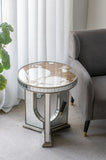 21.5x21.5x25" Round Side Table with Elegant Foral Design and Mirrored Silver Finish W2078P248215