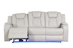 ZUN Benz LED & Power Reclining Sofa Made With Faux Leather in Ice 659436286627