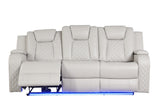 ZUN Benz LED & Power Reclining Sofa Made With Faux Leather in Ice 659436286627